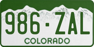 CO license plate 986ZAL