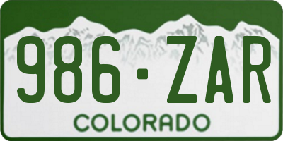 CO license plate 986ZAR