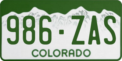 CO license plate 986ZAS