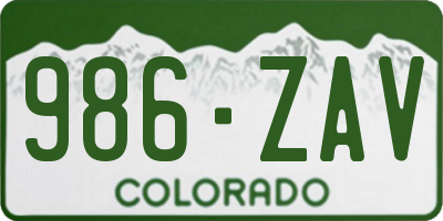 CO license plate 986ZAV