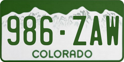 CO license plate 986ZAW