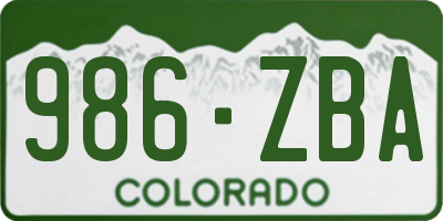 CO license plate 986ZBA