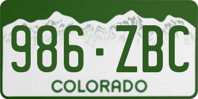 CO license plate 986ZBC