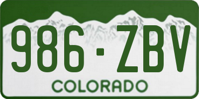 CO license plate 986ZBV