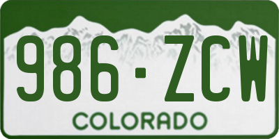 CO license plate 986ZCW