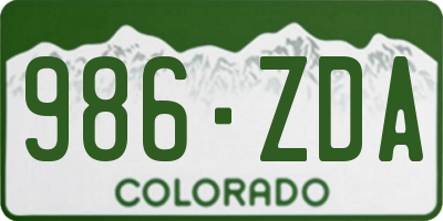 CO license plate 986ZDA
