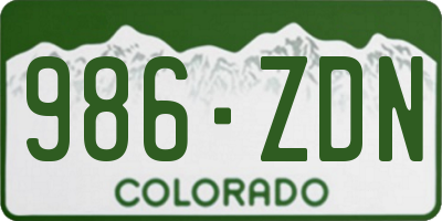 CO license plate 986ZDN