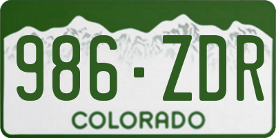 CO license plate 986ZDR