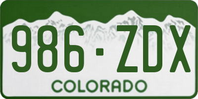 CO license plate 986ZDX