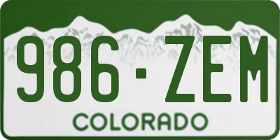 CO license plate 986ZEM