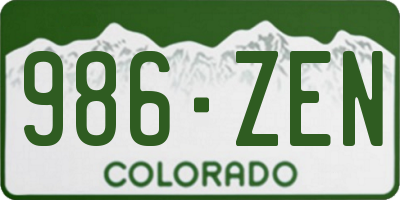 CO license plate 986ZEN