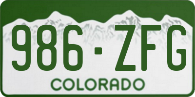 CO license plate 986ZFG