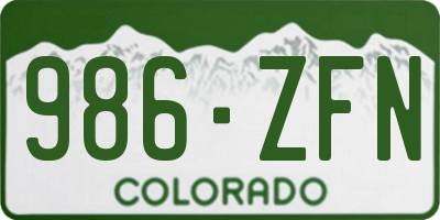 CO license plate 986ZFN