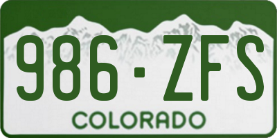 CO license plate 986ZFS