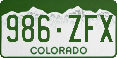 CO license plate 986ZFX
