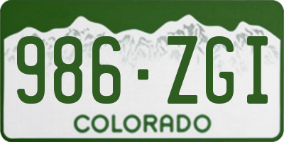 CO license plate 986ZGI