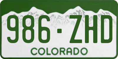 CO license plate 986ZHD