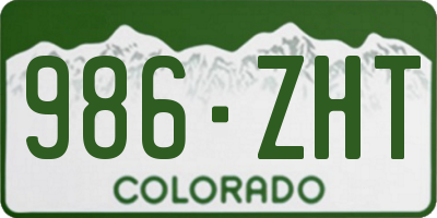 CO license plate 986ZHT