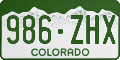 CO license plate 986ZHX