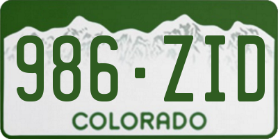 CO license plate 986ZID