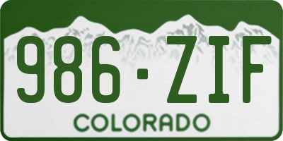 CO license plate 986ZIF