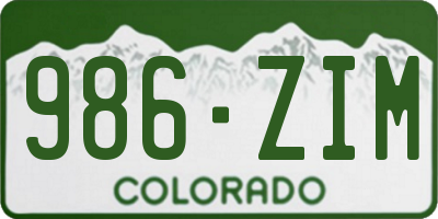 CO license plate 986ZIM