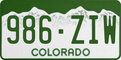 CO license plate 986ZIW