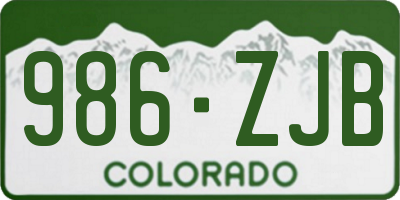 CO license plate 986ZJB