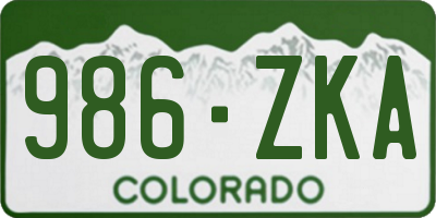 CO license plate 986ZKA