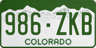 CO license plate 986ZKB