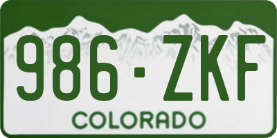 CO license plate 986ZKF
