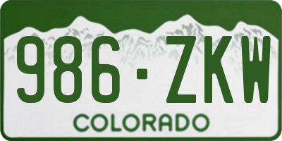 CO license plate 986ZKW