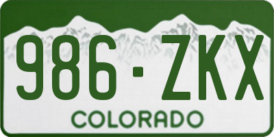 CO license plate 986ZKX