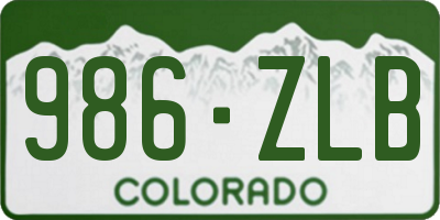 CO license plate 986ZLB