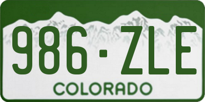 CO license plate 986ZLE