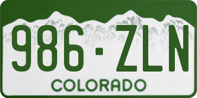 CO license plate 986ZLN