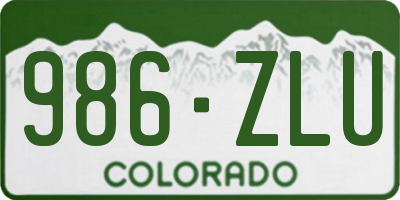 CO license plate 986ZLU