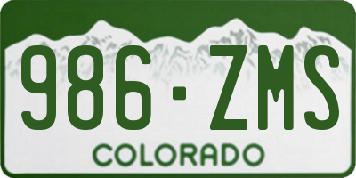 CO license plate 986ZMS