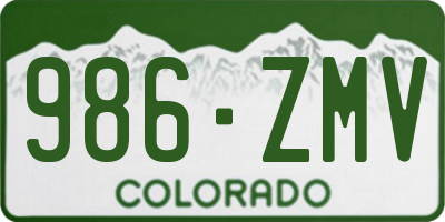 CO license plate 986ZMV