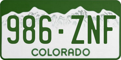 CO license plate 986ZNF