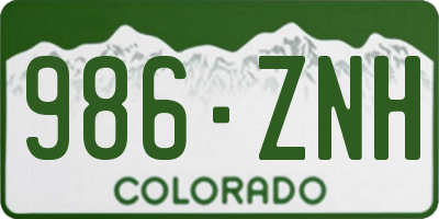 CO license plate 986ZNH