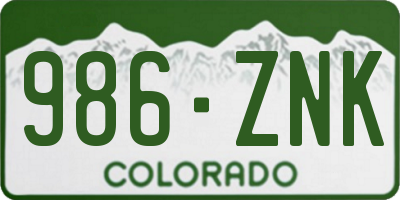 CO license plate 986ZNK