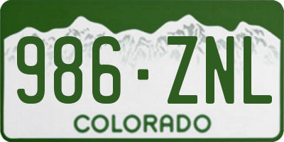 CO license plate 986ZNL