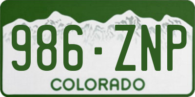 CO license plate 986ZNP
