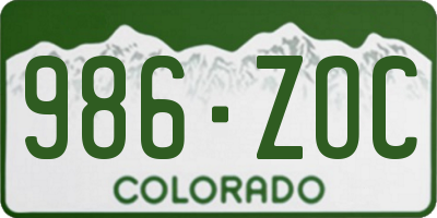 CO license plate 986ZOC