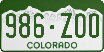CO license plate 986ZOO