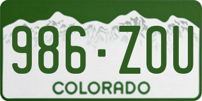 CO license plate 986ZOU