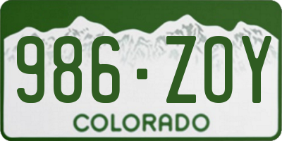CO license plate 986ZOY