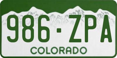 CO license plate 986ZPA