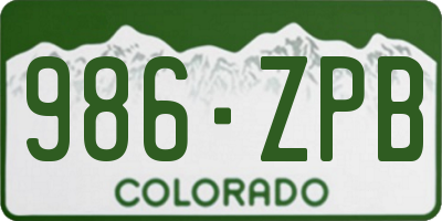 CO license plate 986ZPB